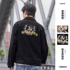 Cabbeen 卡賓  男士復(fù)古刺繡牛仔夾克