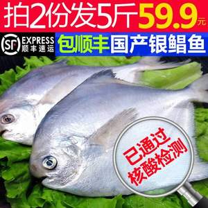 日照特產(chǎn)，星漁 舟山新鮮海捕鮮凍銀鯧魚 5斤