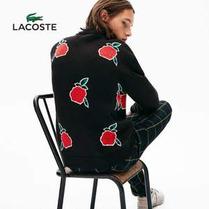 Lacoste 法国鳄鱼 男士时尚玫瑰提花圆领毛衣针织衫AH0252