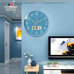 夜光+日歷溫度顯示，Timess 12英寸智能多功能夜光掛鐘 P12C