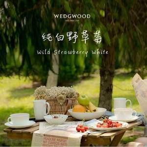 Wedgwood 玮致活 纯白野草莓系列 骨瓷杯盘4件套装（1杯1碗2盘）40030418