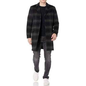 Karl Lagerfeld Paris 卡尔·拉格斐 男士羊毛混纺格子大衣