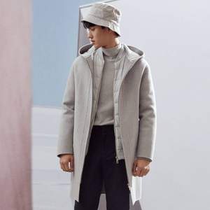 Me&City 70%羊毛 拉链连帽简约版型男式大衣外套 两色