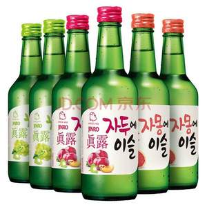 韩国烧酒第一品牌，真露 女士微醺果味酒13度 3种口味 360ml*6瓶 