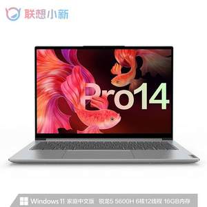 学生专享，Lenovo 联想 小新 Pro14 14英寸轻薄笔记本电脑（R5-5600H/16GB/512GB/2.8K/90Hz）