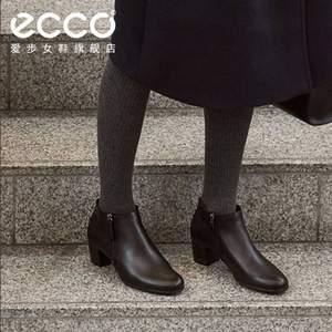 2021年秋季新款，ECCO 爱步 Shape M35型塑 女士侧拉链羊皮踝靴 273163
