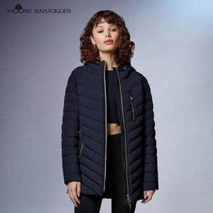 加拿大顶级羽绒品牌，Moose Knuckles Rockcliff 3 女士800蓬连帽修身羽绒夹克