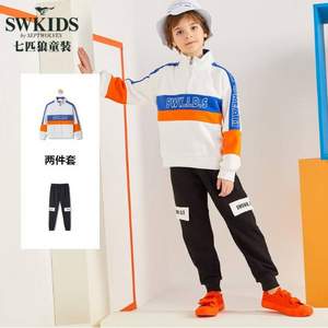 七匹狼 2021秋冬新品男/女童運(yùn)動衛(wèi)衣長褲套裝（110~160碼）多款