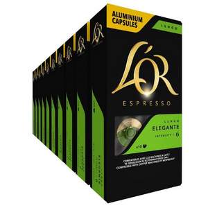 销量第一！L'OR Elegante 艾伦根特 浓缩胶囊咖啡 10粒*10盒 