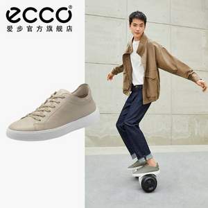 2021年新款，Ecco 愛步 Street Tray街頭趣闖 男士真皮系帶休閑板鞋 504624
