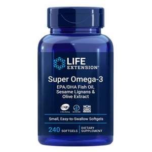 0稅費(fèi)！高純度五星魚油，Life Extension 沿壽 Omega-3超級(jí)魚油軟膠囊 240粒