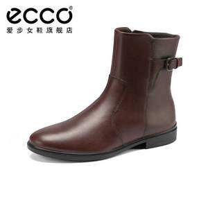 ECCO 爱步 触感 Touch 15 女士真皮带扣烟筒切尔西靴 261913 多码