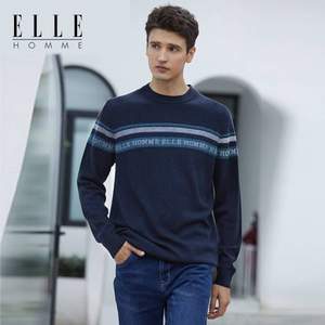 降￥50，ELLE HOMME  秋冬男款100%羊毛针织衫 3色