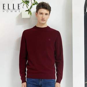 ELLE HOMME 2021秋冬新品男士圆领100%羊毛衫打底针织衫 3色