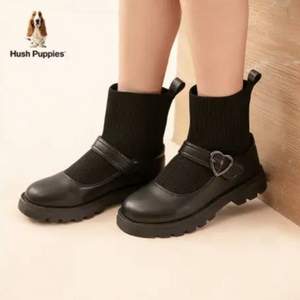 Hush Puppies 暇步士 2021秋冬女童弹力袜子靴加绒英伦时装靴（26~37码） 