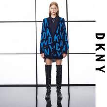 DKNY 唐可娜儿 2021ss女式logo撞色提花松廓形针织开衫外套