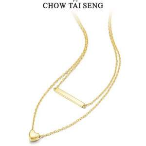 Chow Tai Seng 周大生 S925爱心双层锁骨链