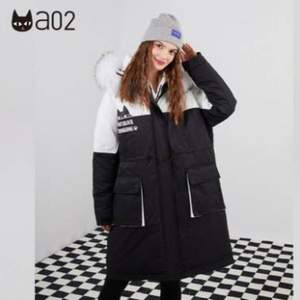 a02 2021新款 拼接撞色長款羽絨服