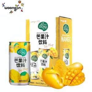 韩国进口，woongjin 熊津 芒果汁180ml*15罐/箱