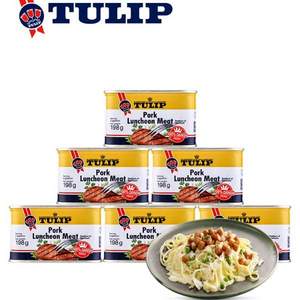 丹麦进口，Tulip 郁金香 经典午餐肉罐头198g*6罐 赠4包小香肠
