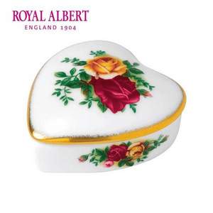 戴安娜王妃最爱系列，Royal Albert 皇家阿尔伯特 老镇玫瑰系列 骨瓷心形首饰盒