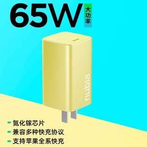 Nubia 努比亚 氘锋 65W GaN氮化镓充电器PA0203 四色