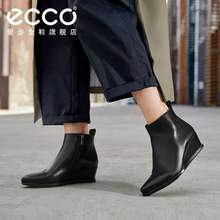 ECCO 爱步 Shape 45 型塑系列 女士真皮坡跟短筒短靴 280613