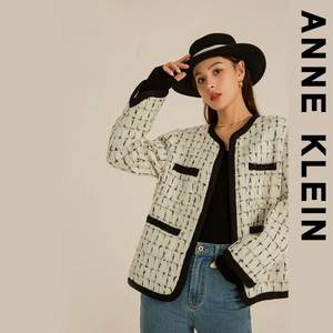 Anne Klein 安妮·克萊因 含42.2%綿羊毛 女士氣質(zhì)小香風(fēng)外套