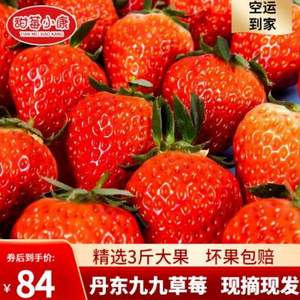 草莓新鲜 丹东九九草莓 净重2.8斤 