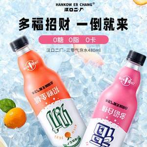 汉口二厂 0脂0糖0卡三零气泡水480ml*5瓶