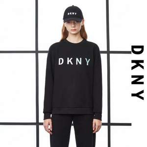 DKNY 唐可娜儿 女士Logo立体镭射印花圆领卫衣