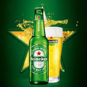 Heineken 喜力 玻璃瓶装啤酒 500ml*12瓶 赠星银330ml*3罐