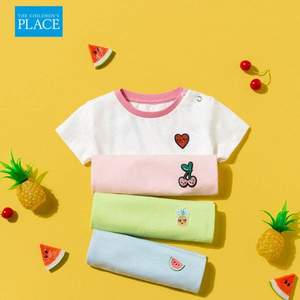 北美童装TOP品牌，The Children's Place 绮童堡 女童清新风水果可爱章仔短袖T恤（90~150码）多色