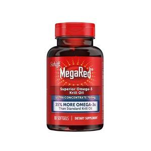 支持心血管健康，Schiff 旭福 MegaRed 富含Omega-3超浓缩南极磷虾油软胶囊750mg*80粒*3瓶