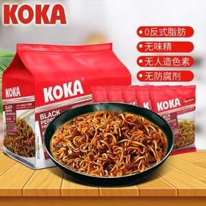 新加坡进口，KOKA 可口 泰式酸辣味拉面85g*5袋+黑椒蟹肉味拉面85g*5袋