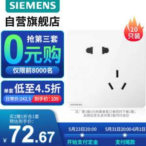 SIEMENS 西门子 皓彩雅白 斜五孔插座 10只装*3件