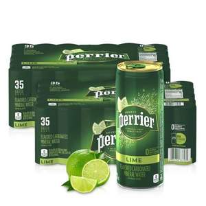 法国进口，Perrier 巴黎水 青柠 气泡矿泉水 250ml*35罐*2箱+凑单品