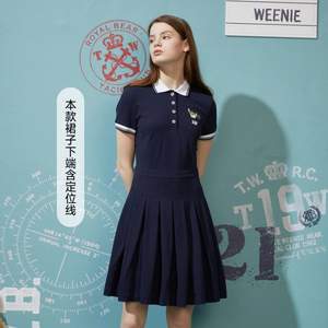 Teenie Weenie 小熊 女士polo领百褶裙连衣裙