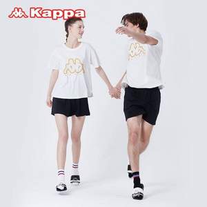 Kappa 纯棉运动外穿薄款短袖五分裤情侣家居服 2色 赠拉力器 