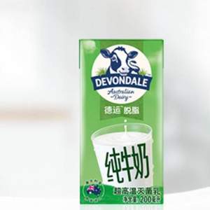 Devondale 德運(yùn) 脫脂純牛奶 200mL*24盒*2件