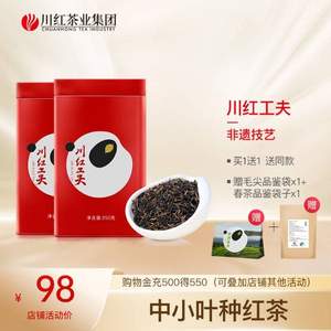 红茶非物质文化遗产，川红 浓香型工夫红茶 250g*2盒 赠毛尖绿茶32g+雀舌8g