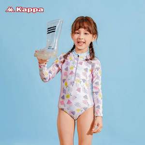 Kappa 卡帕 2022年夏新款女童印花长袖连体泳衣 KP2150065