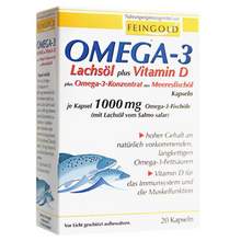 德国原装进口，Feingold Omega-3深海鱼鱼油软胶囊1000mg*20粒