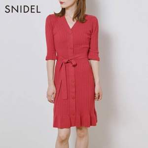 銷量第一，Snidel 2022春夏新品 女士修身紐扣羅紋針織連衣裙 SWNO222122