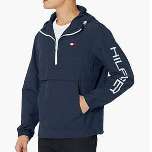 Tommy Hilfiger 汤米·希尔费格 男式轻质半拉链连帽套头防水夹克 158AN438