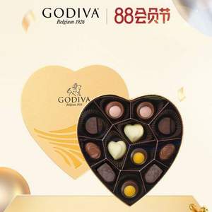 官方旗舰店！Godiva 歌帝梵 金装系列 12颗巧克力心形礼盒装+凑单品
