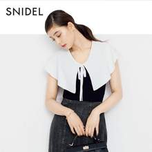 Snidel 2022春夏新品女士荷叶边大翻领系带针织衫 SWNT222082