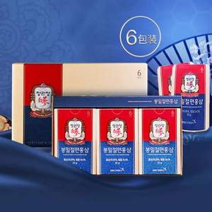 韩国进口 正官庄牌 6年根红参片切片20g*6包/礼盒*3盒 （赠浓缩液10包+红参液10包）