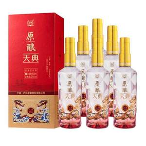 Plus會員，瀘州老窖股份出品 原釀天典 天鴻順運 52度濃香型白酒500mL*6瓶整箱裝 送3個禮品袋