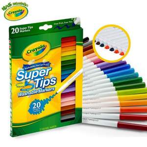 Crayola 绘儿乐 Super Tips 可水洗水彩笔马克笔20支套装 58-8106 送笔帘